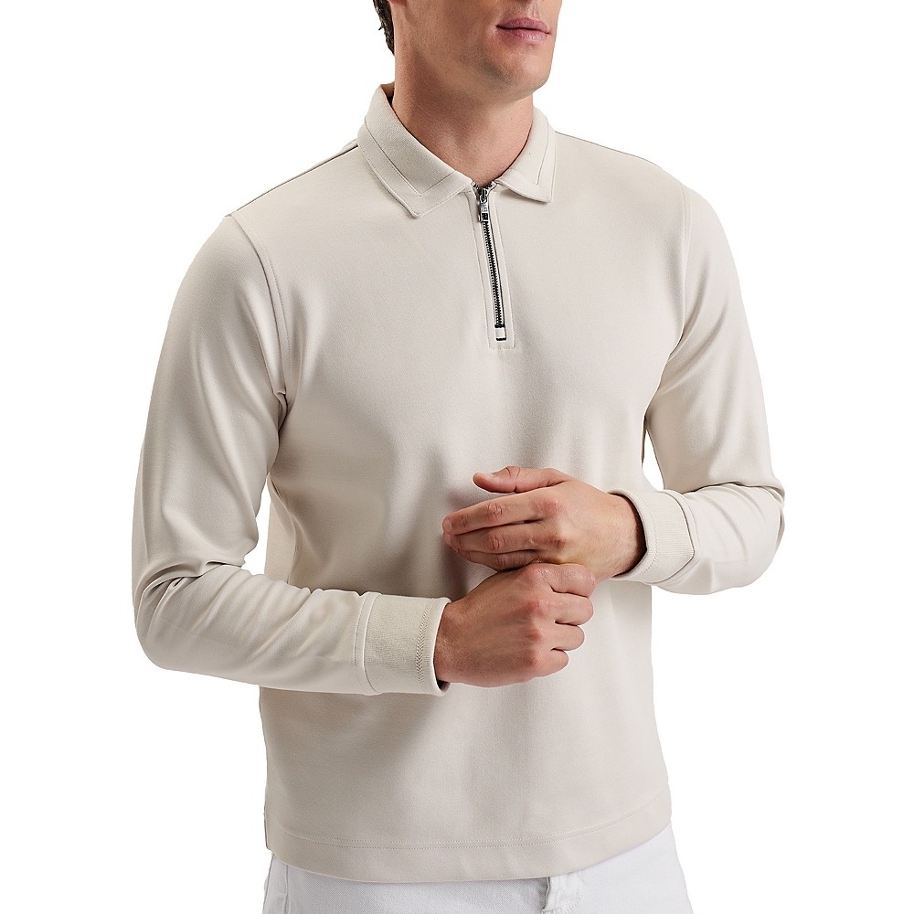 Ted Baker Ingmar‎ Mens Long Sleeve Quarter Zip Polo Shirt Beige Cream Size 2 NEW